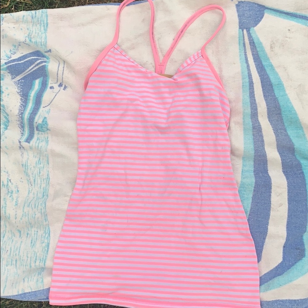 lululemon pink stripe tank top
